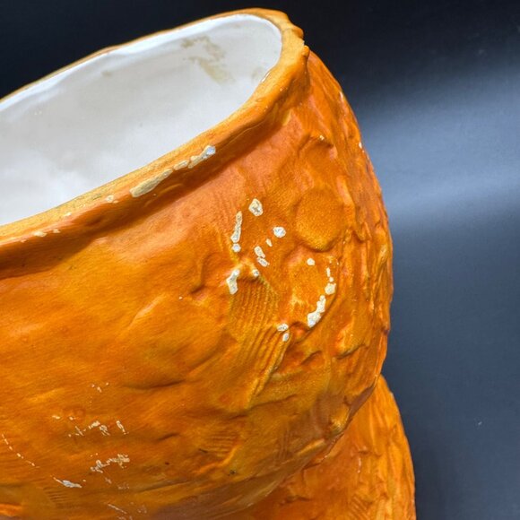 Vintage Big Eyed Face Planter Vase Nippon Yoko Boeki Japan 1950s Orange Kitsch - Picture 10 of 16